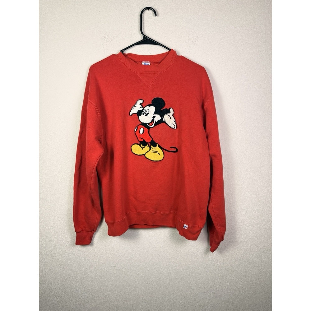Vintage Mickey Mouse Russell Athletic‎ Red Sweatshirt Sz L